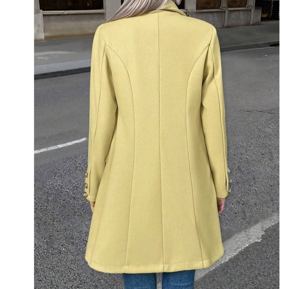 Classic Yellow Double Breasted Loose Fit Jacket Coat - Picture 4 of 5